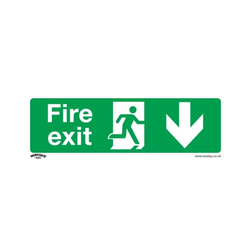Sealey Safe Conditions Safety Sign - Fire Exit (Down) - Rigid Plastic - Pack of 10