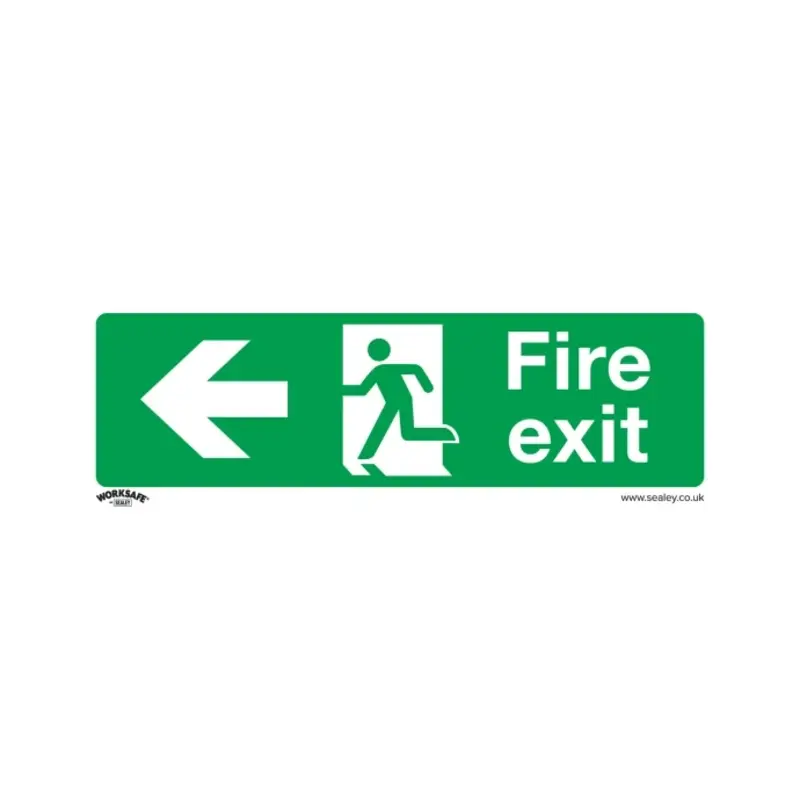 Sealey Safe Conditions Safety Sign - Fire Exit (Left) - Rigid Plastic - Pack of 10