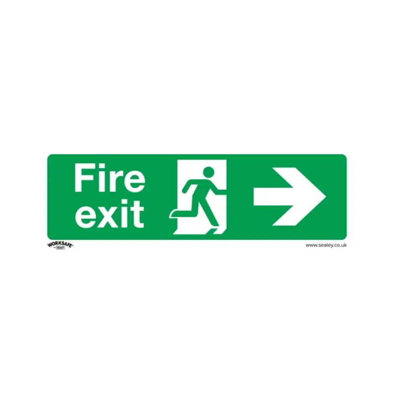 Sealey Safe Conditions Safety Sign - Fire Exit (Right) - Rigid Plastic - Pack of 10