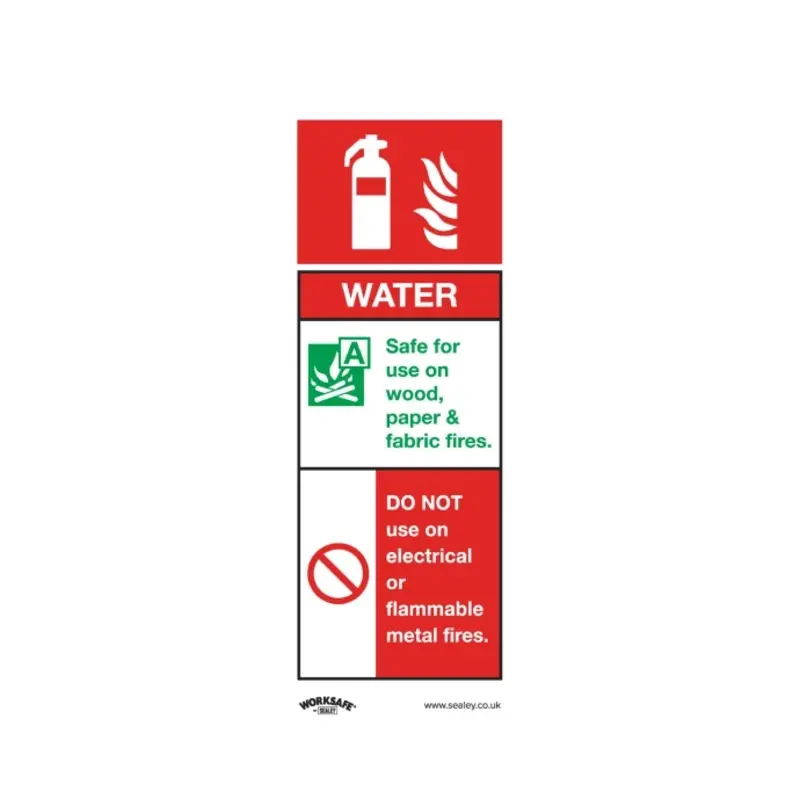 Sealey Safe Conditions Safety Sign - Water Fire Extinguisher - Rigid Plastic - Pack of 10