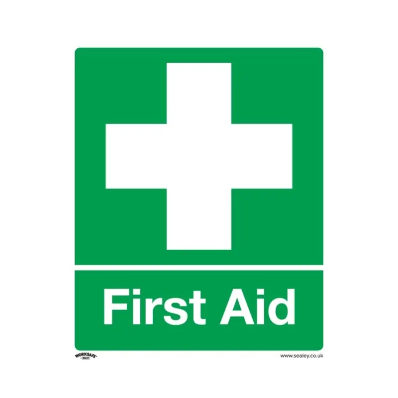 Sealey Safety Sign - First Aid - Self-Adhesive Vinyl - Pack of 10