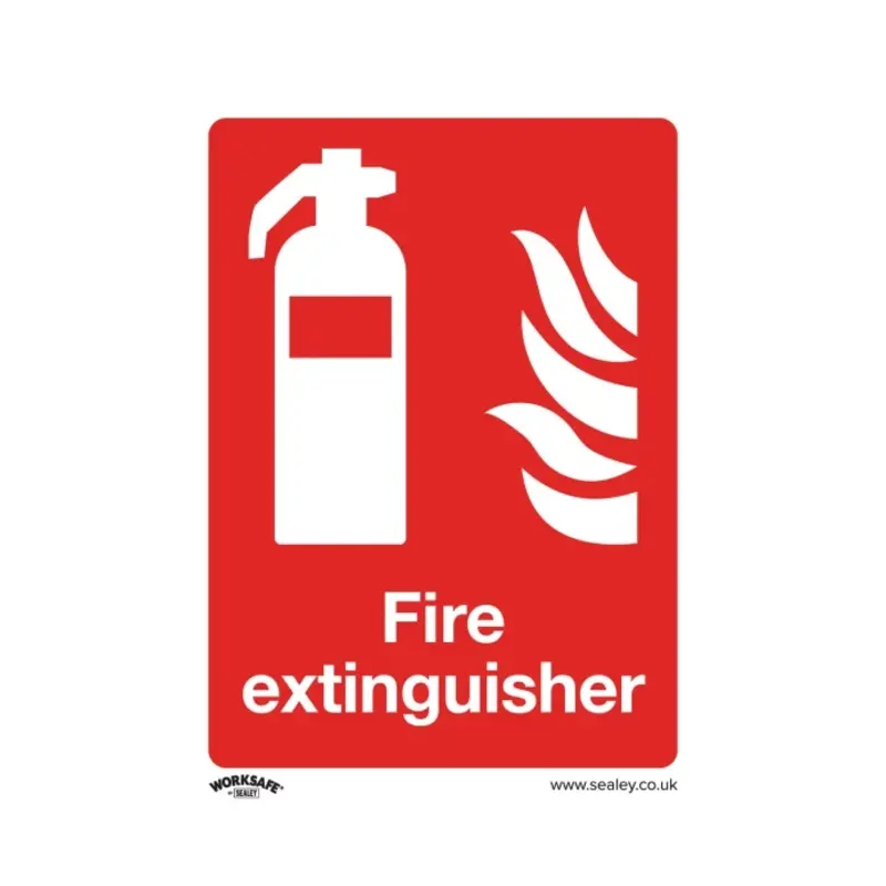 Sealey Information Safety Sign - Fire Extinguisher - Self-Adhesive Vinyl - Pack of 10