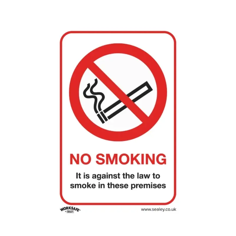 Sealey Prohibition Safety Sign - No Smoking (On Premises) - Rigid Plastic