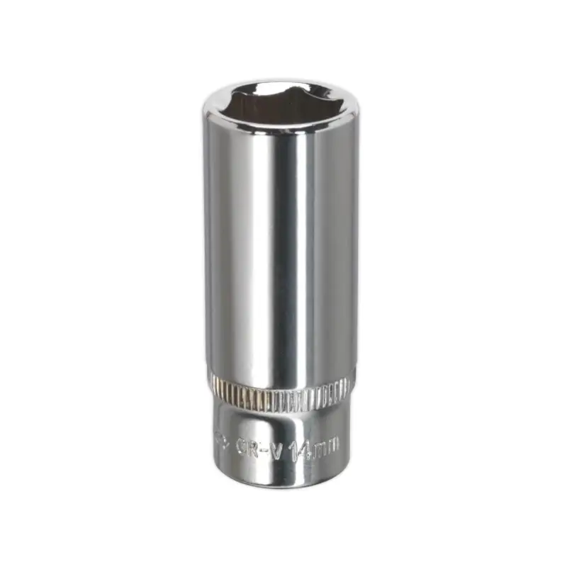 Sealey WallDrive Socket 14mm Deep 1/4"Sq Drive Fully Polished