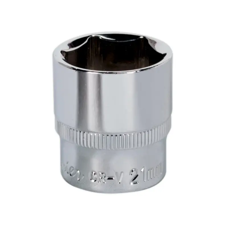 Sealey WallDrive Socket 21mm 3/8"Sq Drive Fully Polished