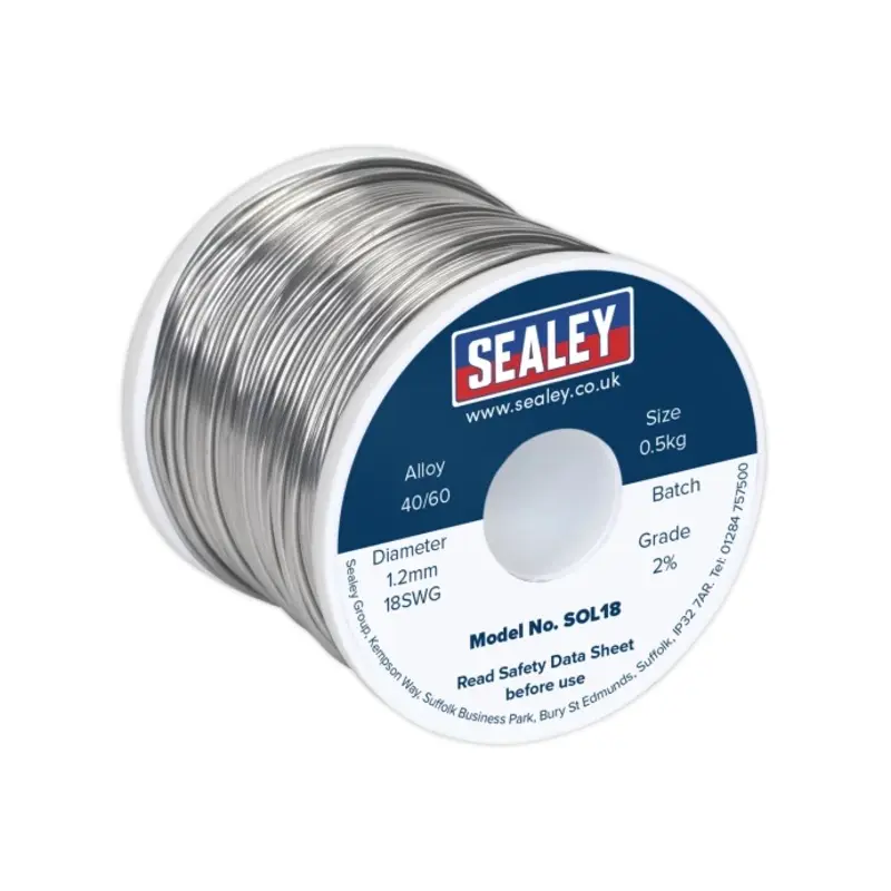 Sealey Solder Wire Quick Flow 1.2mm/18SWG 40/60 0.5kg Reel