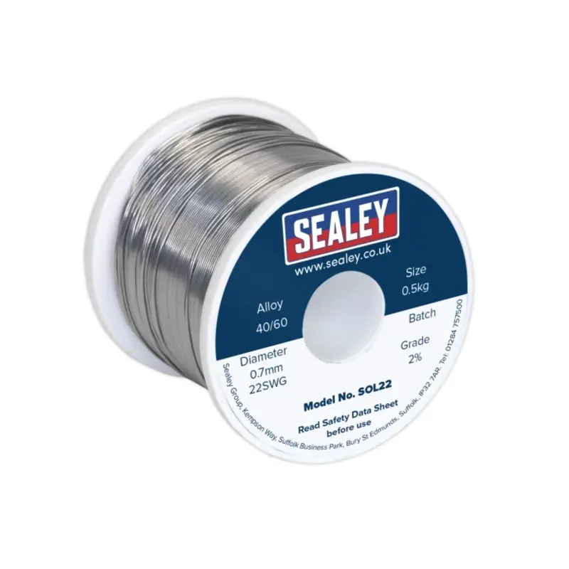 Sealey Solder Wire Quick Flow 2% 0.7mm/22SWG 40/60.5kg Reel