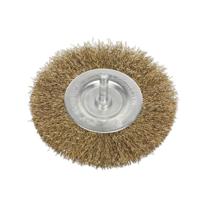 Sealey Crimped Flat Wire Brush 100mm 6mm Shaft