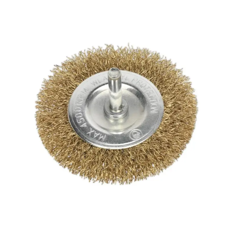 Sealey Crimped Flat Wire Brush 75mm 6mm Shaft