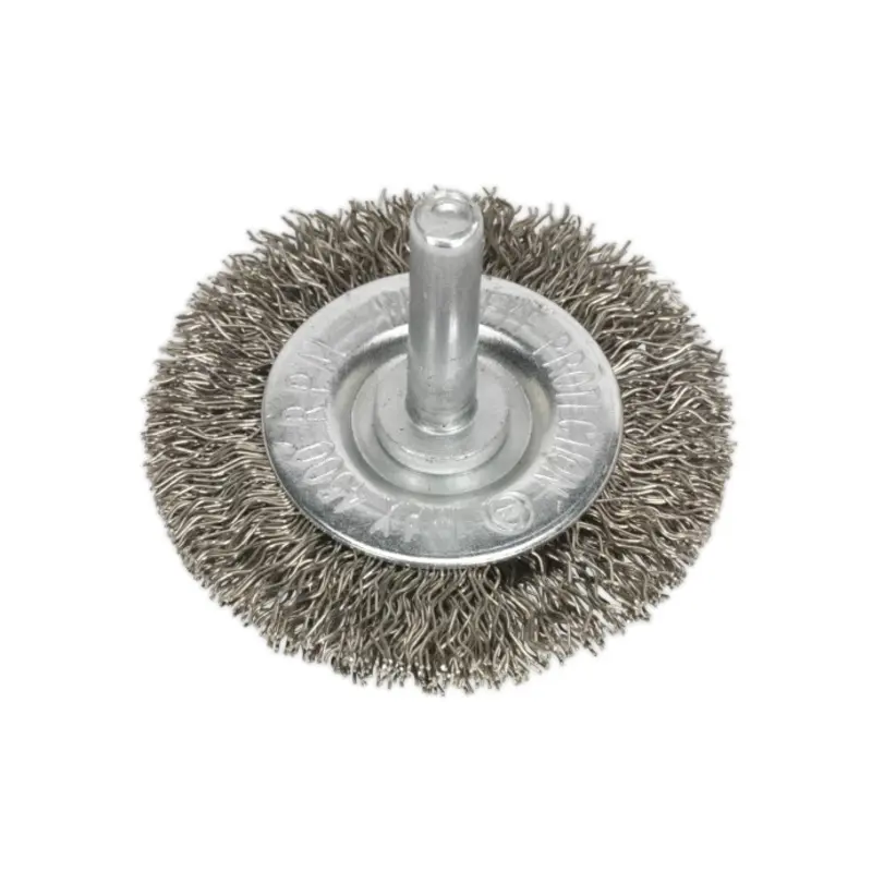 Sealey Crimped Flat Wire Brush Stainless Steel 50mm 6mm Shaft