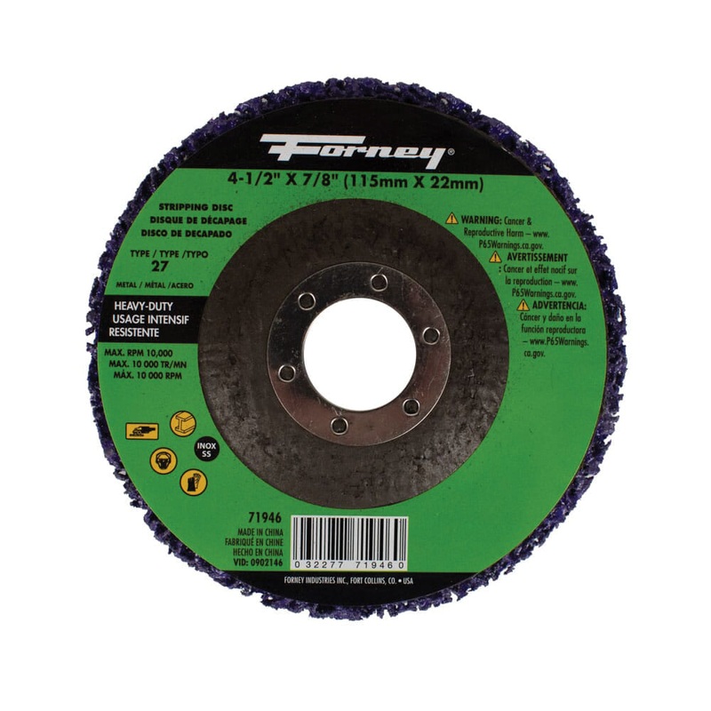 Forney 71946 Strip and Finish Disc, 4-1/2 in Dia, Fiberglass Backing, Arbor Attachment