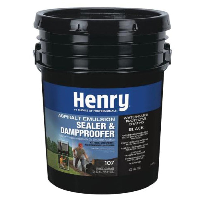 Henry 107 Series HE107046 Asphalt Emulsion Sealer and Damp Proofer, Asphalt, Bentonite Clay Emulsion Base, Black, 1 gal