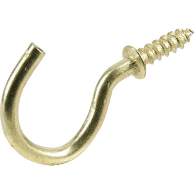 HILLMAN 122315 Cup Hook, 1-1/4 in Hook Opening, Steel, Brass, 1 lb Weight