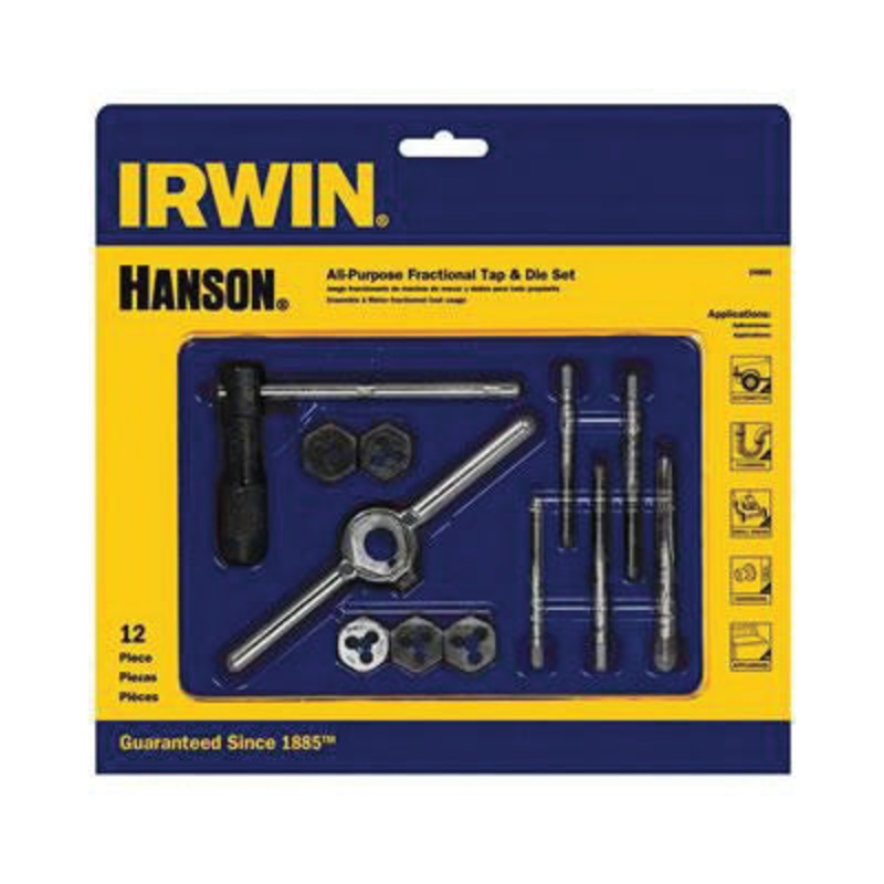 IRWIN HANSON 24605 Tap and Die Set, HSS Tap, HSS Die, Plug Tap Chamfer, Hexagonal Die, 5 -Tap, 5 -Die