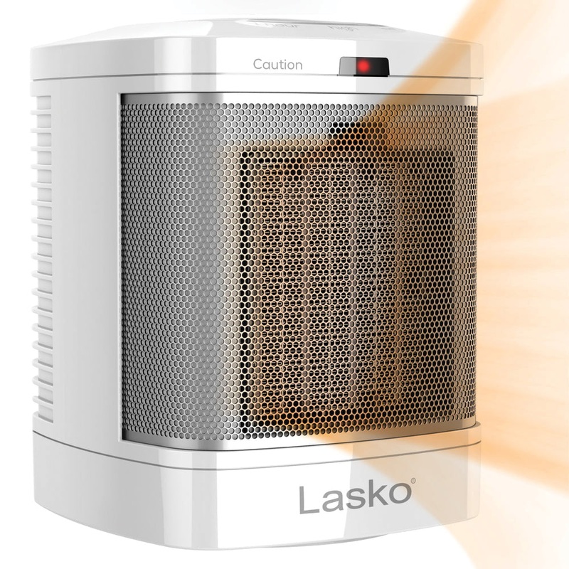 Lasko CD08200 Bathroom Space Heater with ALCI Safety Plug, Timer, 2-Heat Setting, 8 in H x 6-1/4 in W x 6-1/4 in D