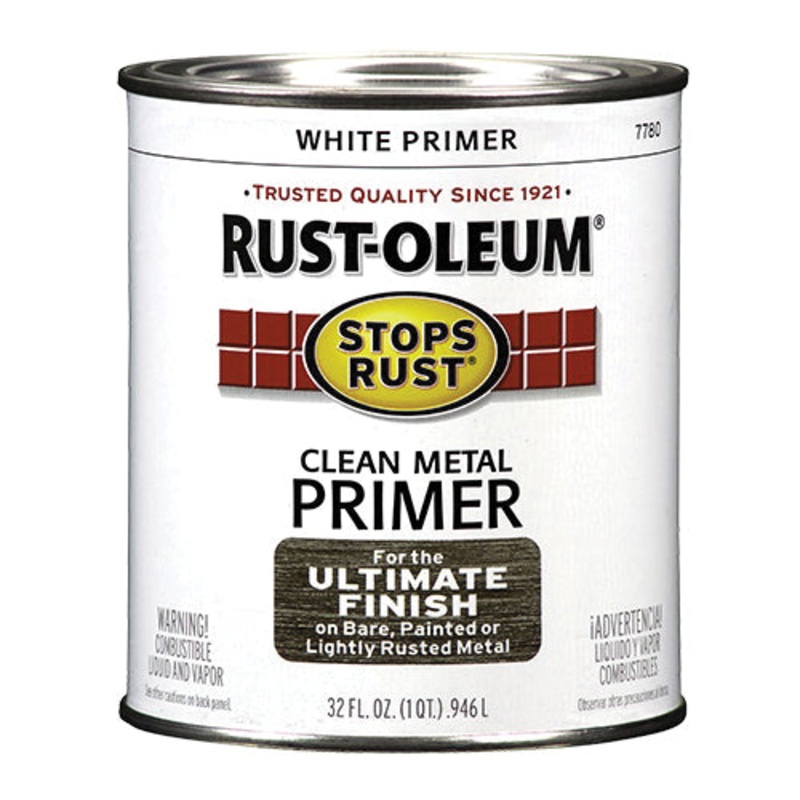STOPS RUST 7780502 Clean Metal Primer, Flat White, <465 g/L VOC, 55 to 90 sq-ft Coverage Area, 1 qt