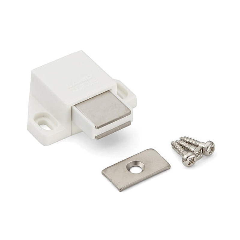 Sugatsune ML-30S/WHT Magnetic Latch, 11/16 in H Latch, 1-9/16 in W Latch, 1-3/4 in D Latch, Plastic
