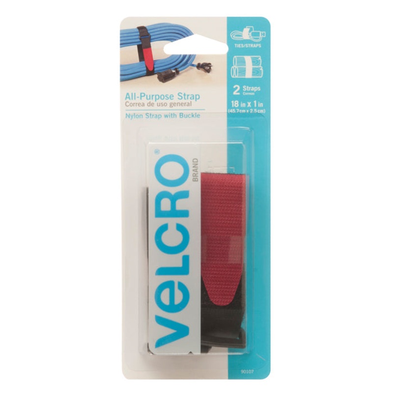 VELCRO Brand 90107 All-Purpose Strap, 1 in W, 18 in L, Black